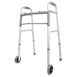 Ez2care Deluxe Two Button Folding Walker with 5-Inch Wheels