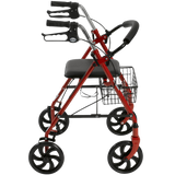Drive Medical Four Wheel Rollator with Fold Up Removable Back Support Red